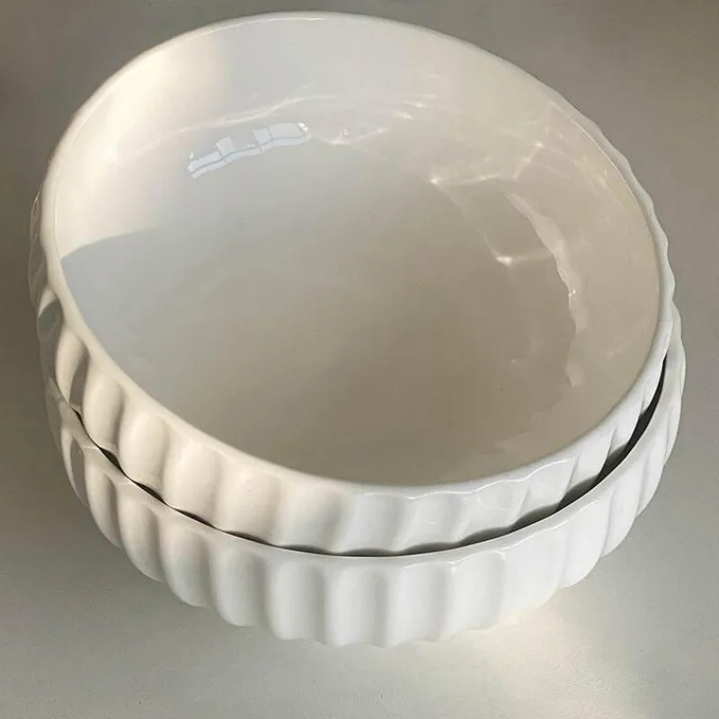 Elegance at the Table Küche & Esszimmer-Servierschüssel aus Keramik – elegante Küchenschüssel mit vertikaler Maserung