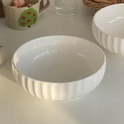 Elegance at the Table Küche & Esszimmer-Servierschüssel aus Keramik – elegante Küchenschüssel mit vertikaler Maserung