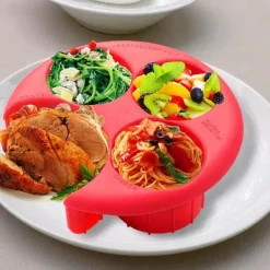 Space Savvy Küche & Esszimmer-Serviertablett zur Portionskontrolle für Kinder – Lebensmittel-Organizer mit vier Fächern