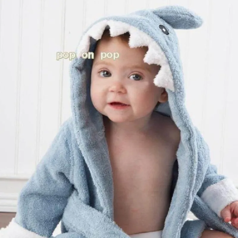 Kinder Aqua Essence Kinderwagen & Zubehör|Badezimmer-Süßes Baby-Badetuch mit blauem Hai - Plüsch-Badetuch für Kleinkinder