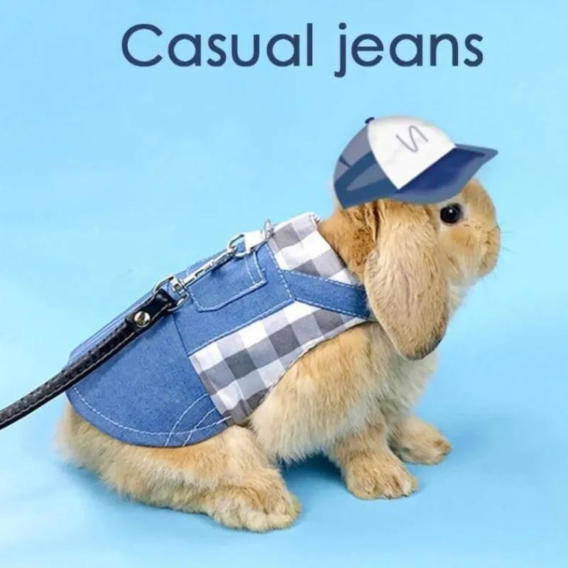 Decor Haustierzubehör-Süßes Kaninchen-Jeanskleid - Entzückendes Jeanskleid für Kinder