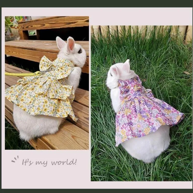 Decor Haustierzubehör-Süßes Kaninchen-Jeanskleid - Entzückendes Jeanskleid für Kinder