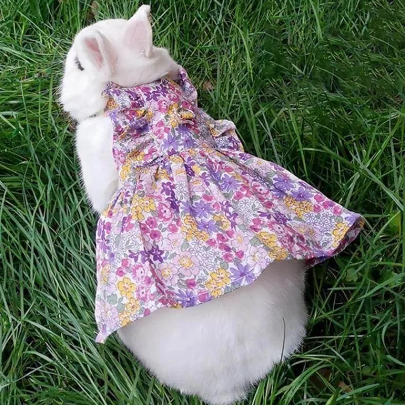 Decor Haustierzubehör-Süßes Kaninchen-Jeanskleid - Entzückendes Jeanskleid für Kinder