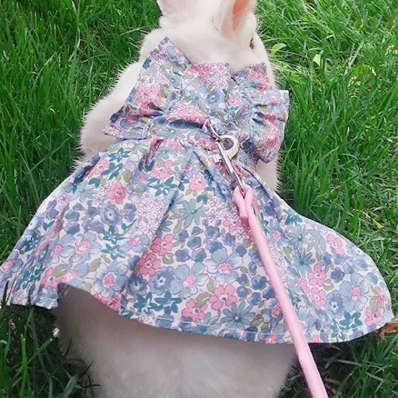 Decor Haustierzubehör-Süßes Kaninchen-Jeanskleid - Entzückendes Jeanskleid für Kinder