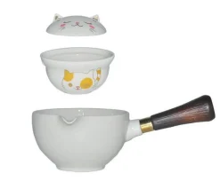 The Decor Haven Küche & Esszimmer|Outdoor-Artikel-Süßes Katzen-Kung-Fu-Teeset – selbstdrehendes Teegeschirr