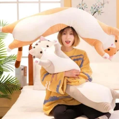 Plush Perch Bettzeug-Süßes Katzenplüschkissen - Weiches langes Katzenkissen