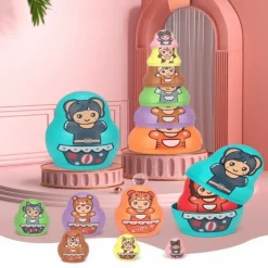 The Decor Haven Babyspielzeug-Set aus ineinander stapelbaren Matroschka-Puppen – buntes Lernspielzeug für Kinder