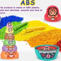 The Decor Haven Babyspielzeug-Set aus ineinander stapelbaren Matroschka-Puppen – buntes Lernspielzeug für Kinder