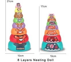 The Decor Haven Babyspielzeug-Set aus ineinander stapelbaren Matroschka-Puppen – buntes Lernspielzeug für Kinder