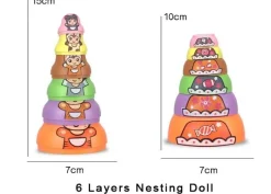 The Decor Haven Babyspielzeug-Set aus ineinander stapelbaren Matroschka-Puppen – buntes Lernspielzeug für Kinder