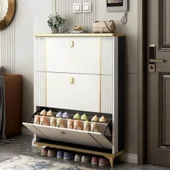 Cozy Living Möbel-Shoe Cabinet - Elegant Storage with 3 Flip Drawers