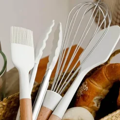 Decor Küche & Esszimmer-Silikon-Backset mit Holzgriffen – Antihaft-Backgeschirr-Essentials