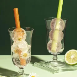 Decor Küche & Esszimmer-Silikon-Eisform für Stieleis – 2-in-1-Eismaschine mit Strohhalm