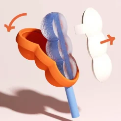 Decor Küche & Esszimmer-Silikon-Eisform für Stieleis – 2-in-1-Eismaschine mit Strohhalm