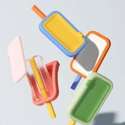 Decor Küche & Esszimmer-Silikon-Eisform für Stieleis – 2-in-1-Eismaschine mit Strohhalm