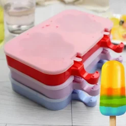 Tom Küche & Esszimmer-Silikon-Eisformen-Set mit Kaninchenmotiv – Eismaschine mit Holzstäbchen