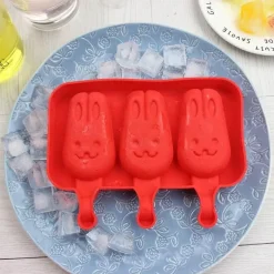 Tom Küche & Esszimmer-Silikon-Eisformen-Set mit Kaninchenmotiv – Eismaschine mit Holzstäbchen