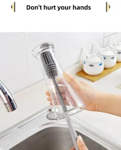 The Cozy Mug Küche & Esszimmer-Silikon-Glasreinigungsbürste mit langem Griff – leicht erreichbarer Fensterreiniger