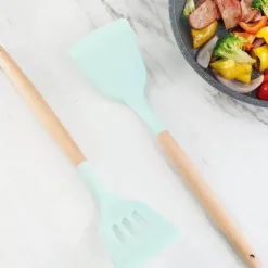 Tom Küche & Esszimmer-Silikon-Kochutensilien-Set – Küchenutensilien mit Holzgriff