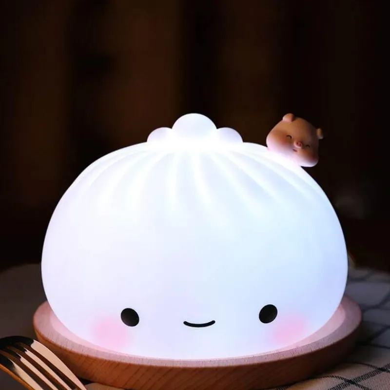 The Light Loft Beleuchtung-Silikon-Nachtlampe – süßes Dampfbrötchen-Design