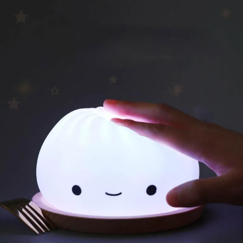 The Light Loft Beleuchtung-Silikon-Nachtlampe – süßes Dampfbrötchen-Design