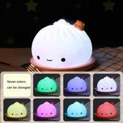 The Light Loft Beleuchtung-Silikon-Nachtlampe – süßes Dampfbrötchen-Design