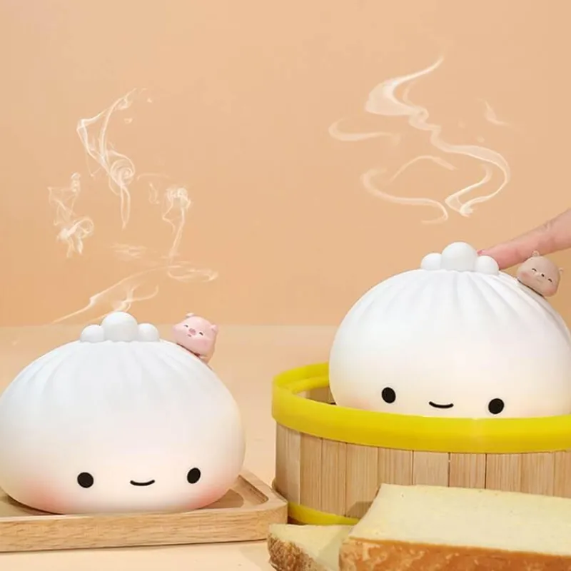 The Light Loft Beleuchtung-Silikon-Nachtlampe – süßes Dampfbrötchen-Design