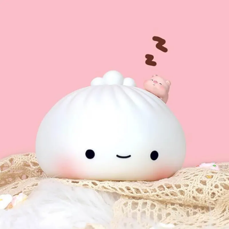 The Light Loft Beleuchtung-Silikon-Nachtlampe – süßes Dampfbrötchen-Design