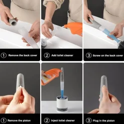 The Blissful Bath Badezimmer-Silikon-Toilettenbürste mit Seifenspender – Sanftes Reinigungswerkzeug