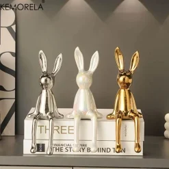 Plates u0026 More Küche & Esszimmer-Sitzendes Kaninchen-Ornament aus Keramik – luxuriöser Wohndekor-Akzent