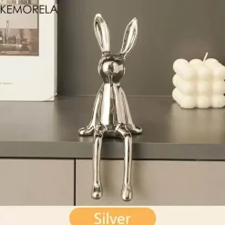 Plates u0026 More Küche & Esszimmer-Sitzendes Kaninchen-Ornament aus Keramik – luxuriöser Wohndekor-Akzent