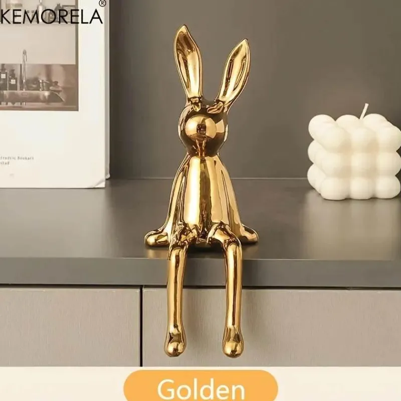 Plates u0026 More Küche & Esszimmer-Sitzendes Kaninchen-Ornament aus Keramik – luxuriöser Wohndekor-Akzent