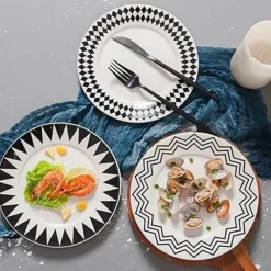 Plates u0026 More Küche & Esszimmer-Skandinavische Dessertteller aus Keramik – 8 Zoll Frühstücksuntertassen-Set