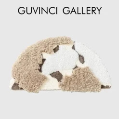 Pillow Haven Bettzeug-Skndinvische hndgefertigte Bdezimmermtte - Luxuriöser getufteter Hlbkreisteppich