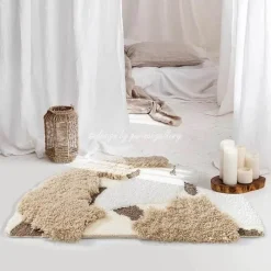 Pillow Haven Bettzeug-Skndinvische hndgefertigte Bdezimmermtte - Luxuriöser getufteter Hlbkreisteppich