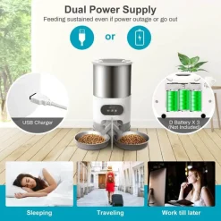 Furry Haven Haustierzubehör|Reinigungswerkzeuge Für Haustiere-Smart Pet Feeder - Automatischer 2-Wege-Mahlzeitenverteiler