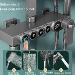 The Blissful Bath Badezimmer-Smartes LCD-Bidet-Duschset – Thermostat-Sprüher