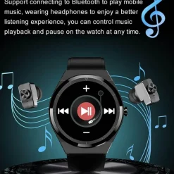 Decor Heimwerkzeuge-Smartwatch mit Bluetooth-Kopfhörern – klassisches Lederdesign