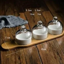 The Culinary Kit Küche & Esszimmer-Snackteller aus Keramik mit Glasdeckel – elegante Servierplatte