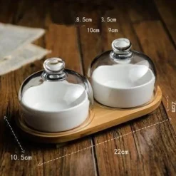 The Culinary Kit Küche & Esszimmer-Snackteller aus Keramik mit Glasdeckel – elegante Servierplatte