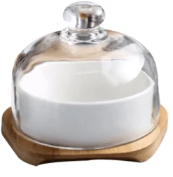 The Culinary Kit Küche & Esszimmer-Snackteller aus Keramik mit Glasdeckel – elegante Servierplatte