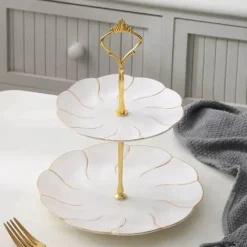 Feast u0026 Flair Küche & Esszimmer-Snackteller aus Knochenporzellan mit Goldeinlage – Serviergeschirr für Früchte und Süßigkeiten