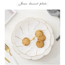 Feast u0026 Flair Küche & Esszimmer-Snackteller aus Knochenporzellan mit Goldeinlage – Serviergeschirr für Früchte und Süßigkeiten