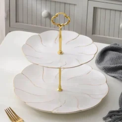 Feast u0026 Flair Küche & Esszimmer-Snackteller aus Knochenporzellan mit Goldeinlage – Serviergeschirr für Früchte und Süßigkeiten