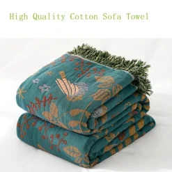 Wrap u0026 Relax Bettzeug-Sofabezug aus Baumwollgaze mit Vogel-Jacquardmuster – rutschfeste Ganzjahresdecke