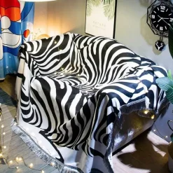 The Blanket Nook Bettzeug-Sofabezug-Set mit nordischem Zebra-Print – minimalistische Kissendecke
