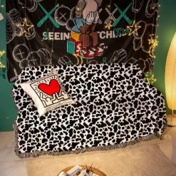 The Blanket Nook Bettzeug-Sofabezug-Set mit nordischem Zebra-Print – minimalistische Kissendecke