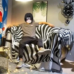 The Blanket Nook Bettzeug-Sofabezug-Set mit nordischem Zebra-Print – minimalistische Kissendecke