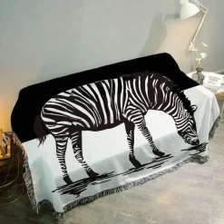 The Blanket Nook Bettzeug-Sofabezug-Set mit nordischem Zebra-Print – minimalistische Kissendecke