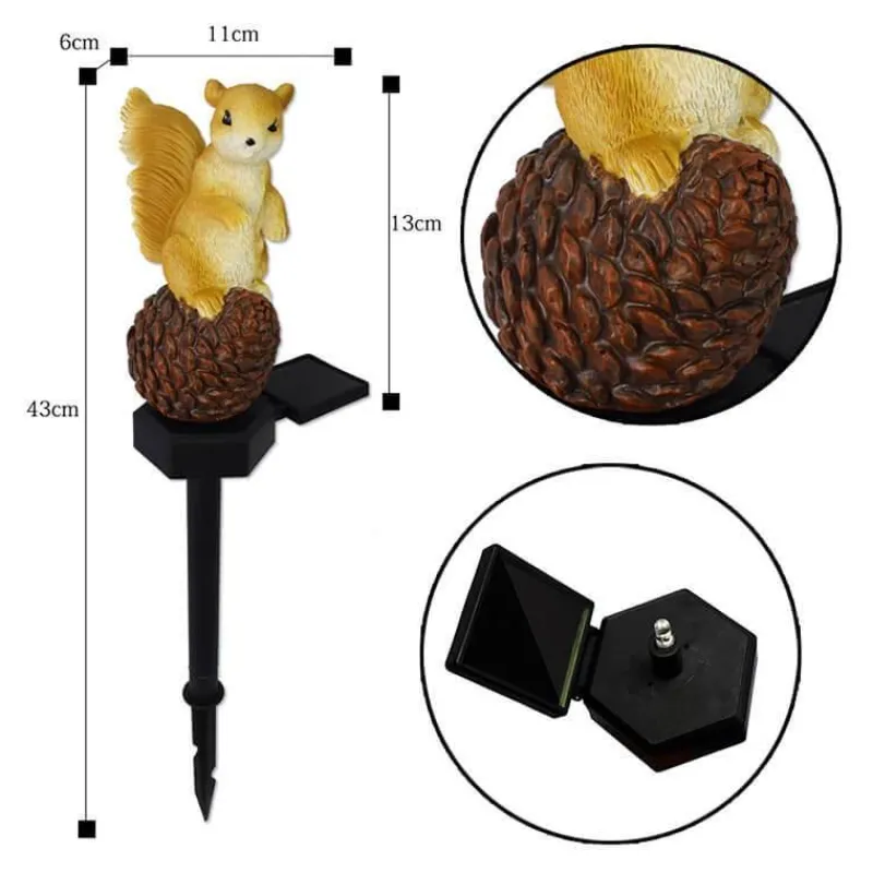 Bright Accents Beleuchtung-Solarlaterne - Dekoratives Eichhörnchen-Gartenlicht